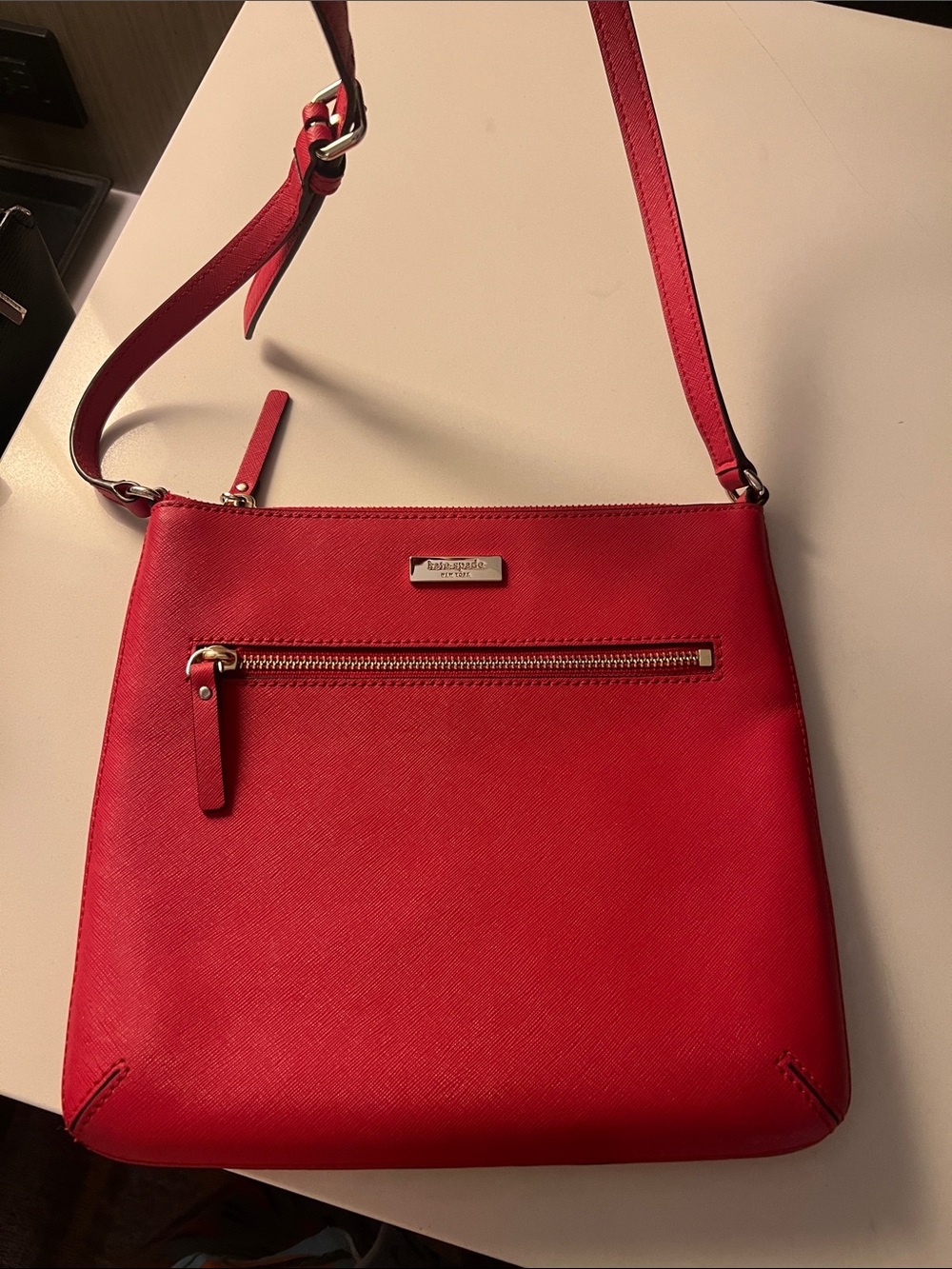 kate spade red crossbody with gold hardware